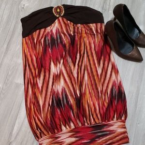 CUTE Brown and red mini dress or shirt. Never worn